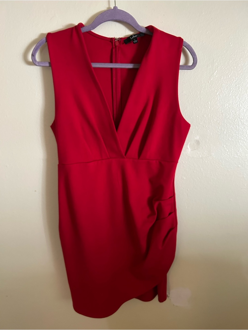 Lulu's Vibrant Red V-Neck Sleeveless Mini Dress